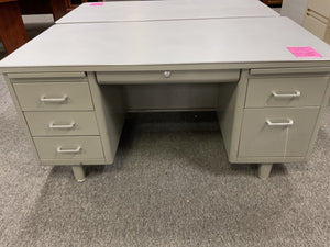 R1275 30”x 60” Gray Metal “Tank” Used Desk w/2 Files $499.98