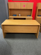Load image into Gallery viewer, R782 30”x 66” Oak Lam Used Desk w/1 File/Credenza w/1 File/Hutch $125.98
