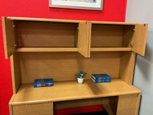 Load image into Gallery viewer, R782 30”x 66” Oak Lam Used Desk w/1 File/Credenza w/1 File/Hutch $125.98