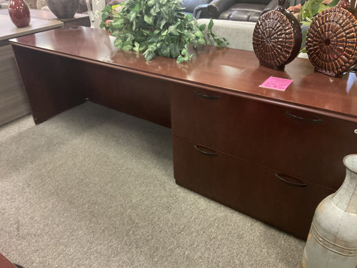 R605 24”x 96” Mahogany Used Credenza Desk w/2drawer lateral $75.00-1 Only