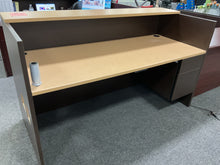 Load image into Gallery viewer, R9902 30”x 71” Espresso/Tan Reception Used Desk w/1 File $225.00 - 1 Only