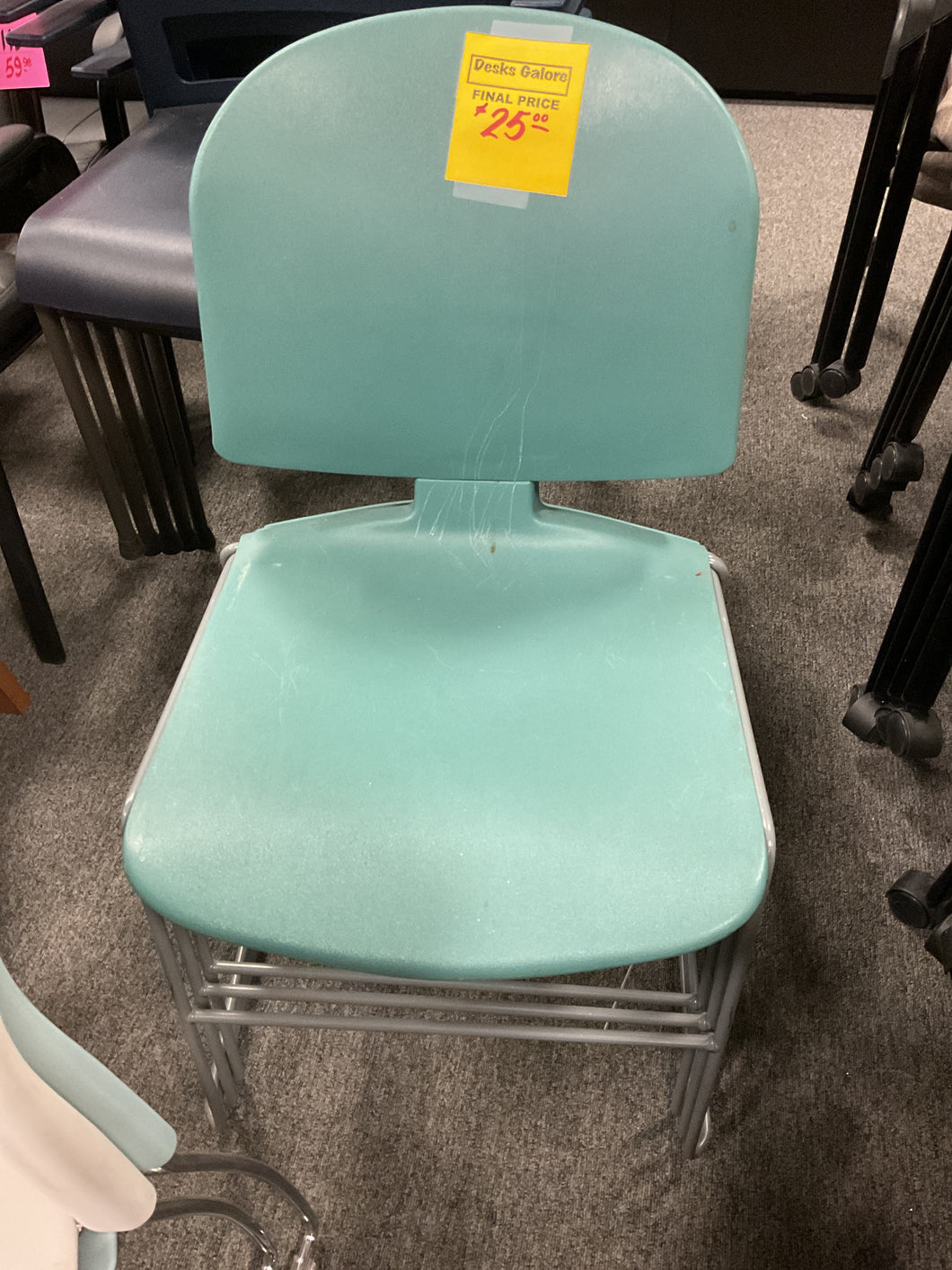 R22 Green/Gray Plastic Stackable used Chair $25.00