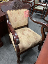 Load image into Gallery viewer, R1702 Antique Mahogany Carved Upholstered Used Chair $99.98 - 1 Only