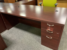 Load image into Gallery viewer, Used 72” HON Mahogany Lam Desk w/1 File $299.95