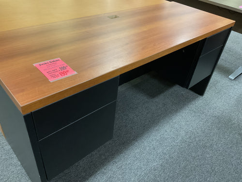 R80 24”x 66” Black/Oak Lam Used Credenza Desk w/2 Files $199.98 - 1 Only