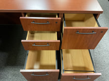 Load image into Gallery viewer, R67 30”x 72” Cherry Lam Bullet U-Shaped Used Desk w/2 Files $299.98 - 1 Only