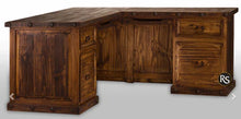 Load image into Gallery viewer, 8168 66&quot; Rustic Nail Head Tobacco L-Shaped Desk w/Storage $1,799.95