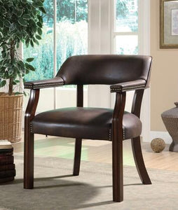 Brown Vinyl Mid Back Guest Chair
