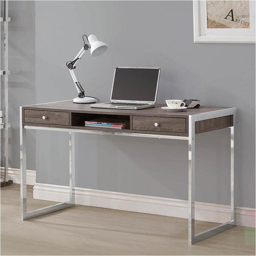 C7286 Weathered Gray/Chrome Writing Desk $149 - CLEARANCE