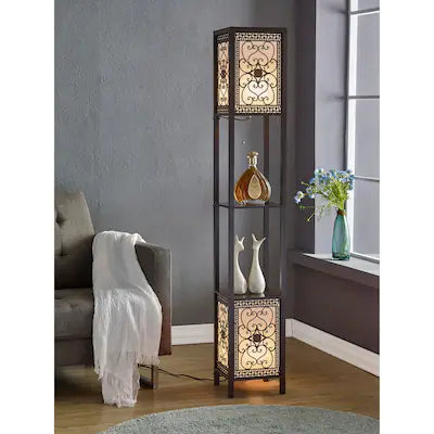 7319 2 Shelf Infinity Heart Double Lantern Floor Lamp $89.95