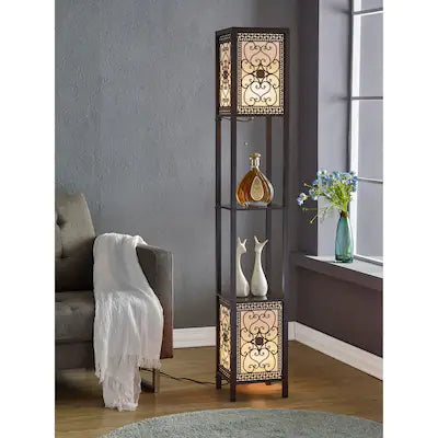 2 Shelf Infinity Heart Double Lantern Floor Lamp