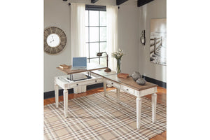 #6567 Country Two Tone L Shape Lift Top Desk with Return $749.95