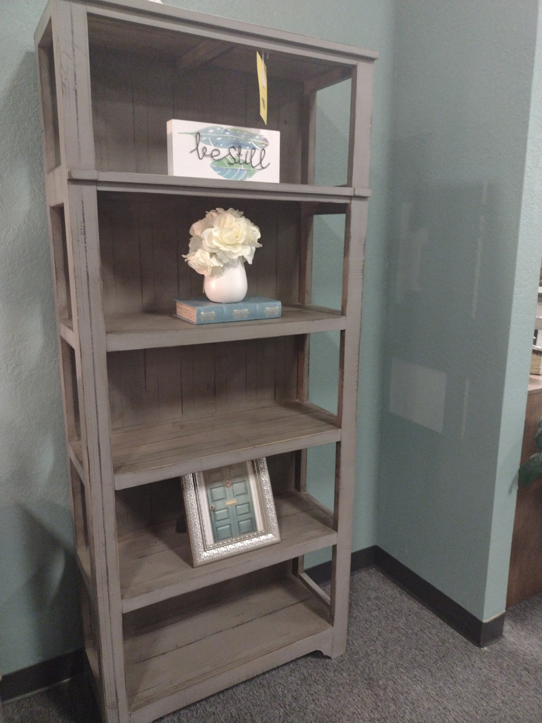 #7884 Weathered Gray Open Bookcase $699.95