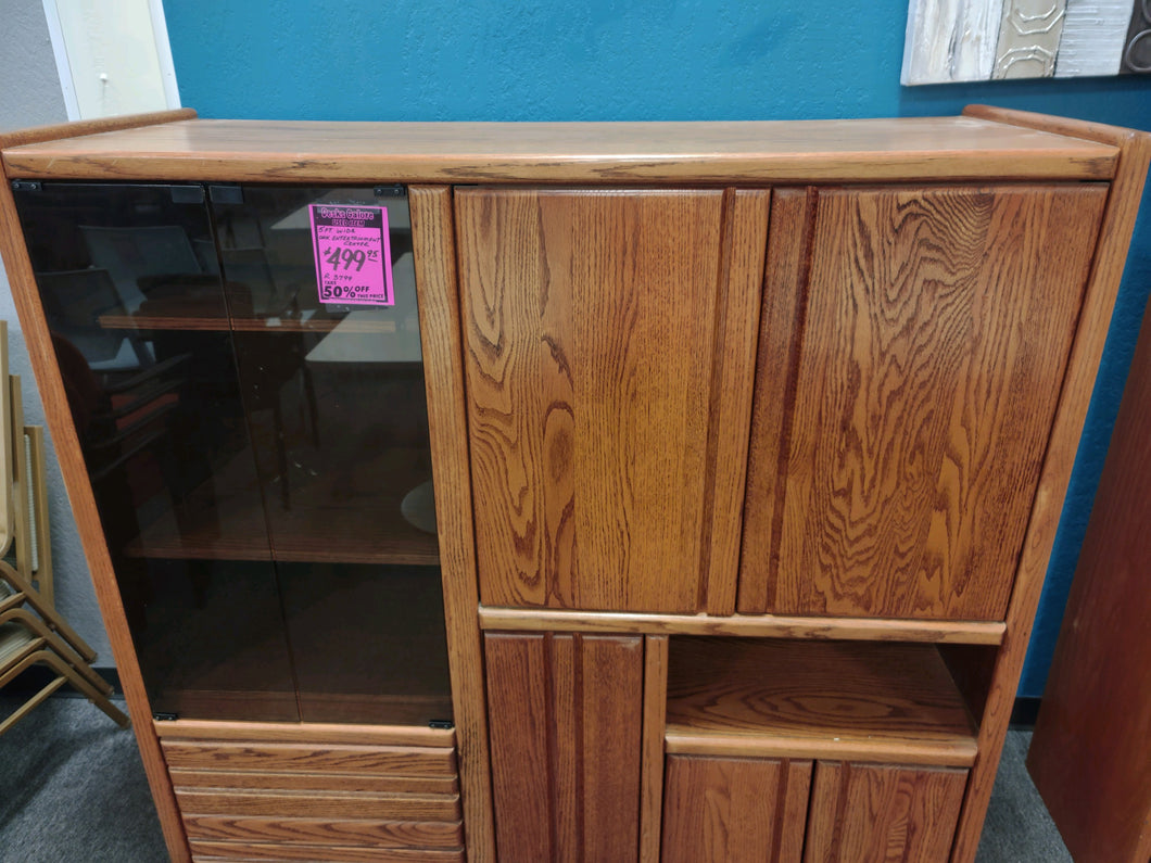 R3799 5' Oak Entertainment USED Storage Unit $249.98 - 1 Only!