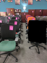 Load image into Gallery viewer, Steelcase &quot;Leap&quot; Leather/Colored Mesh back Used Office Chairs $249.98