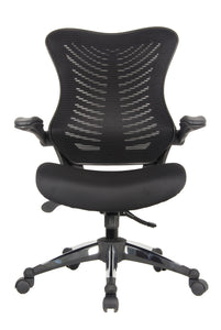 4029 Black Mesh Back/Fabric Seat Desk Chair w/ Flip Up Arms