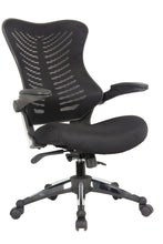 Load image into Gallery viewer, 4029 Black Mesh Back/Fabric Seat Desk Chair w/ Flip Up Arms