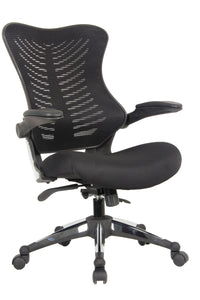 4029 Black Mesh Back/Fabric Seat Desk Chair w/ Flip Up Arms
