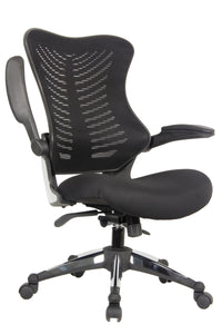 4029 Black Mesh Back/Fabric Seat Desk Chair w/ Flip Up Arms