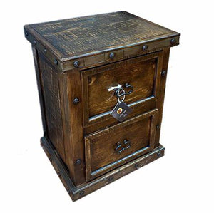 Rustic Nail Head Two Drawer File Cabinet