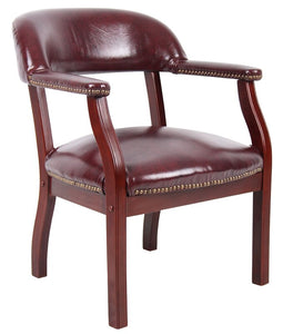 Oxblood Vinyl Mid Back Guest Chair