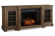 Load image into Gallery viewer, 6992 74&quot; Chestnut TV Console w/Fireplace $1,199.95