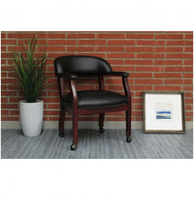 Load image into Gallery viewer, 3865 Black Vinyl Mid Back Caster Guest Chair $179.95