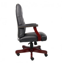 Load image into Gallery viewer, 3545 Black Button-Tufted Hardwood Executive Desk Chair $299.95