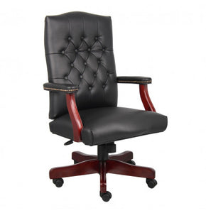 3545 Black Button-Tufted Hardwood Executive Desk Chair $299.95