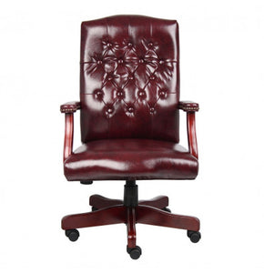 3288 Oxblood Vinyl Executive Desk Chair w/Mahogany Finish Frame $299.95