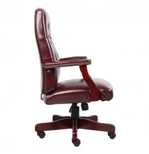 Load image into Gallery viewer, 3288 Oxblood Vinyl Executive Desk Chair w/Mahogany Finish Frame $299.95