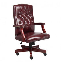 Load image into Gallery viewer, 3288 Oxblood Vinyl Executive Desk Chair w/Mahogany Finish Frame $299.95