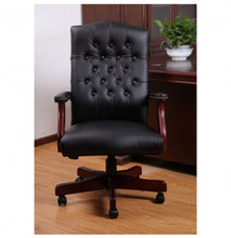 Load image into Gallery viewer, 3545 Black Button-Tufted Hardwood Executive Desk Chair $299.95