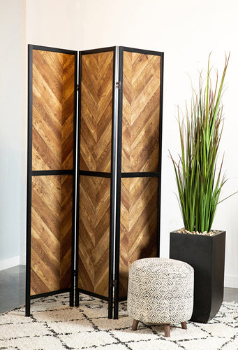 Rustic Herringbone 3 Panel Screen