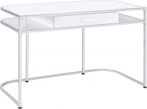 8040 Glossy White/Chrome Writing Desk $229.95