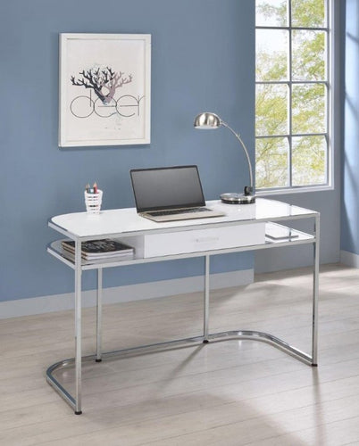 #8040 Glossy White/Chrome Writing Desk $229.95