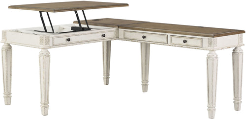 #6567 Country Two Tone L Shape Lift Top Desk with Return $749.95