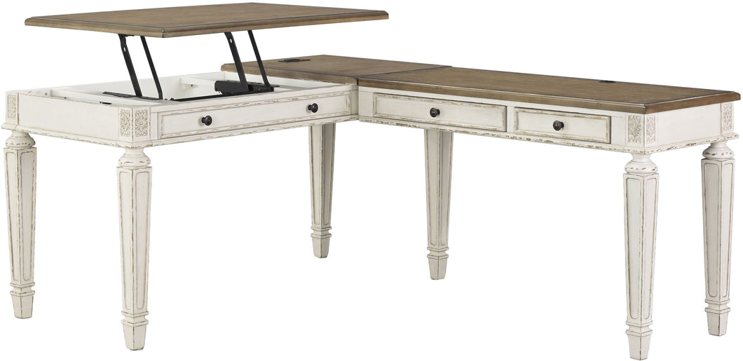 6832 Country Two Tone L Shape Lift Top Desk with Return $749.95