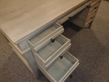 Load image into Gallery viewer, #7888 Weathered Gray Half Pedestal Desk $1,199.95