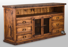 Load image into Gallery viewer, #7830 80&quot; Rustic Nail Head Tobacco TV Console $1,199.95