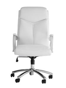 5289 White Vinyl and Chrome Desk Chair