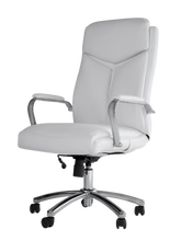 Load image into Gallery viewer, 5289 White Vinyl and Chrome Desk Chair