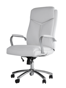 5289 White Vinyl and Chrome Desk Chair