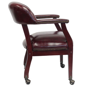 Oxblood Vinyl Mid-Back Desk Chair (With Casters)