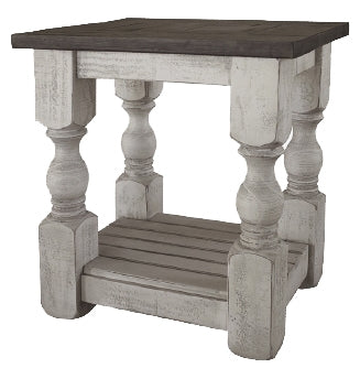 White Rustic End Table